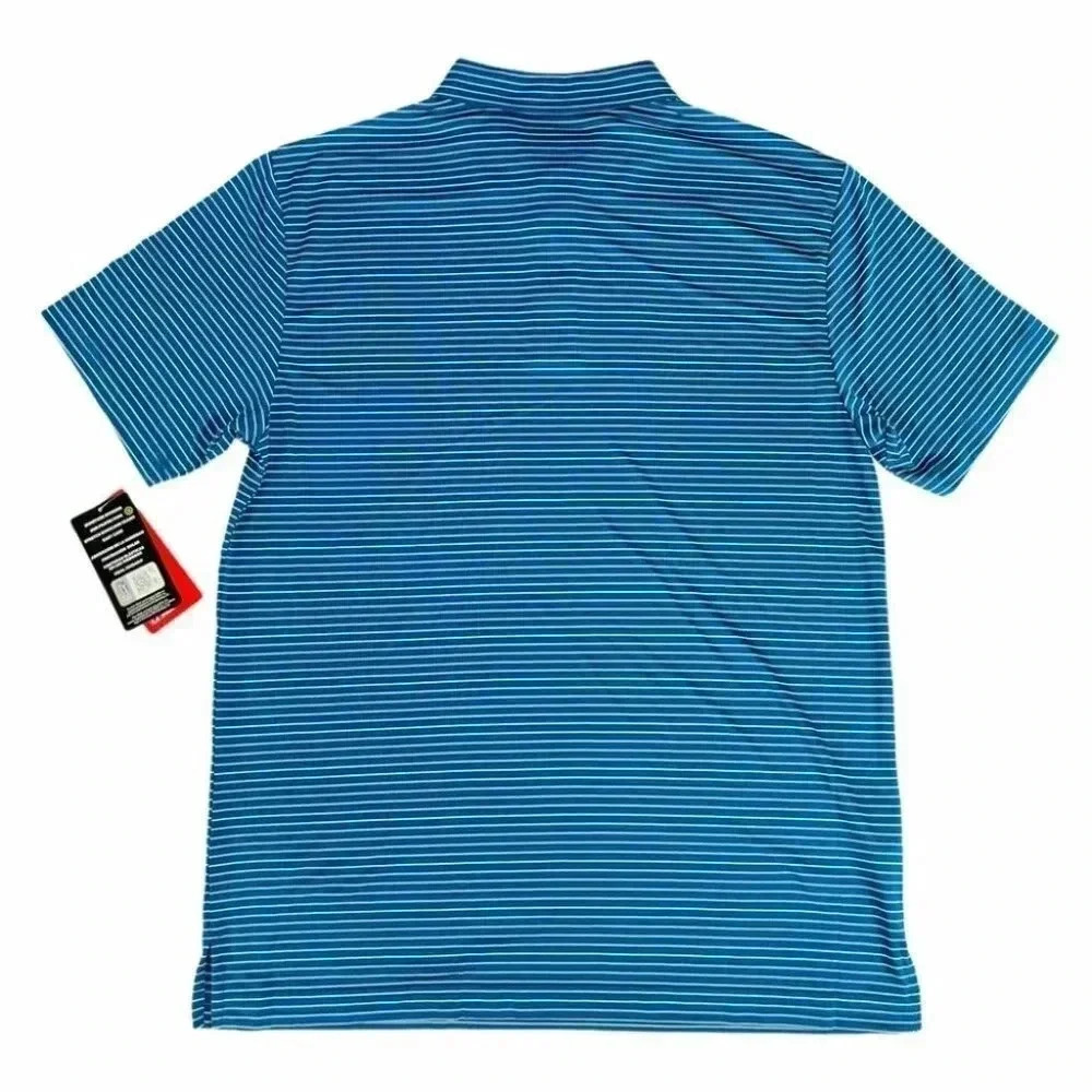 PGA Tour Striped Blue Short Sleeve Men’s Golf Polo - Picture 3 of 10
